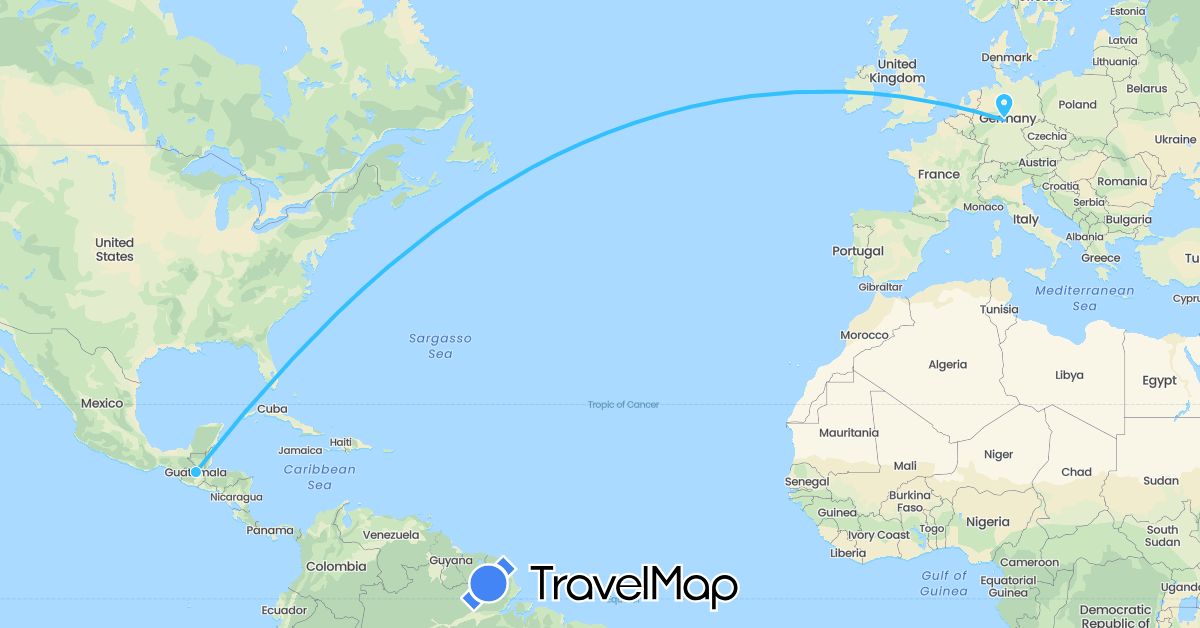 TravelMap itinerary: plane, boat in Guatemala (North America)